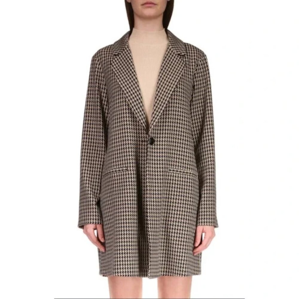 Sanctuary‎ Carly Saddle Houndstooth Longline Blazer Jacket  Brown Black XS